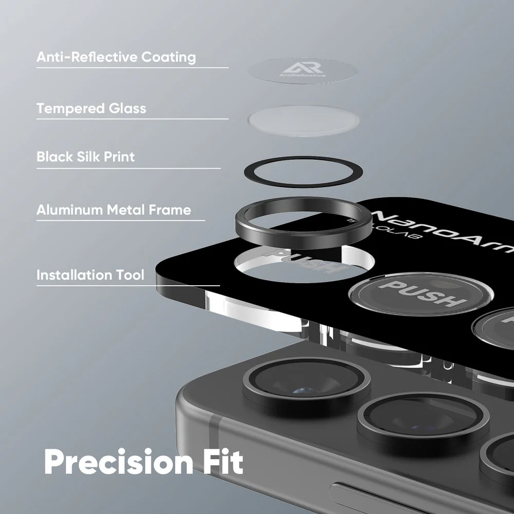 FLOLAB NanoArmour for Samsung Galaxy S25 Plus Camera Lens Protector Anti Reflective Coating - 2 Color Options - Image 10