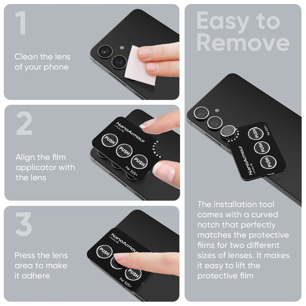 FLOLAB NanoArmour for Samsung Galaxy S25 Plus Camera Lens Protector Anti Reflective Coating - 2 Color Options - Image 5