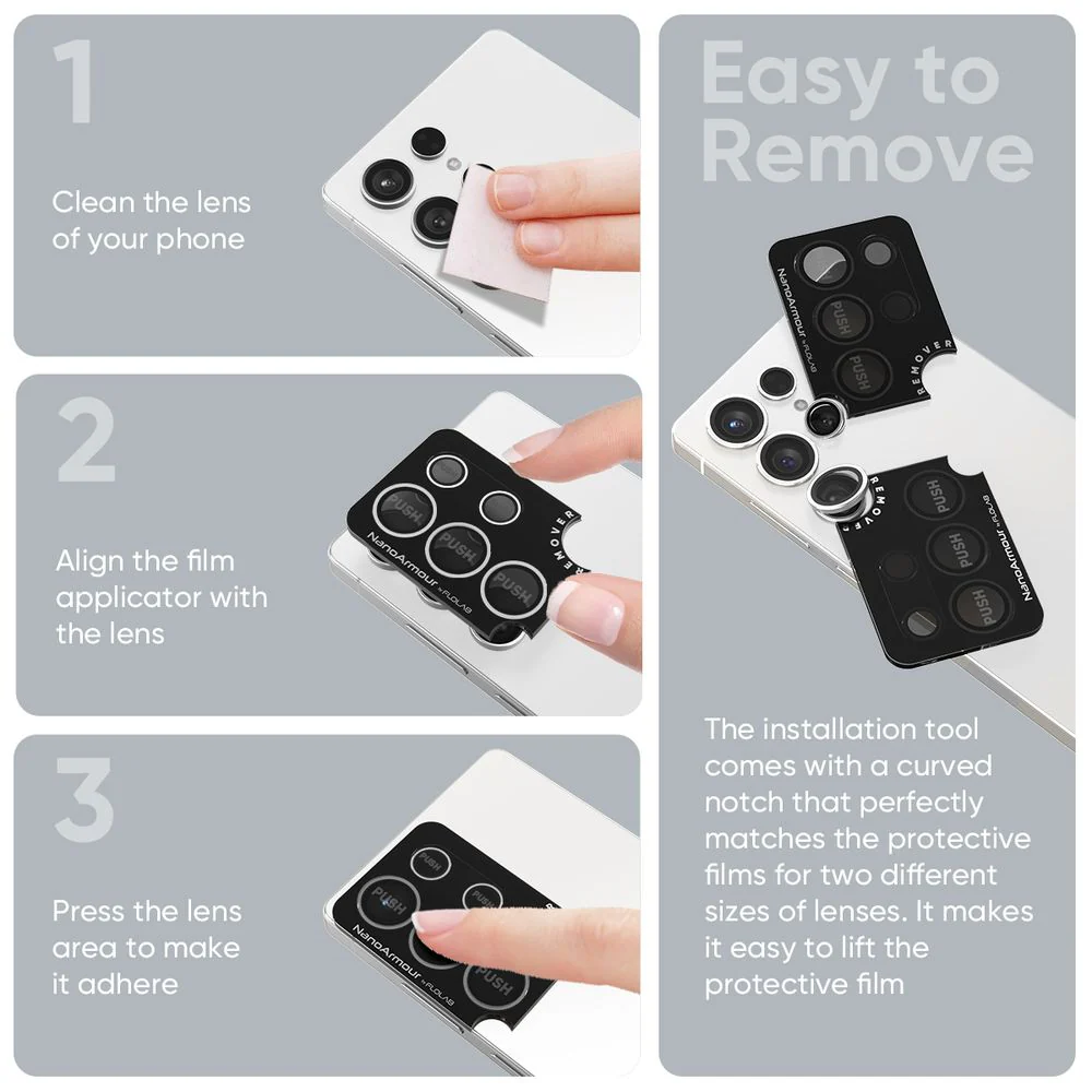 FLOLAB NanoArmour for Samsung Galaxy S25 Ultra Camera Lens Protector Anti Reflective Coating - 3 Colors Options - Image 15