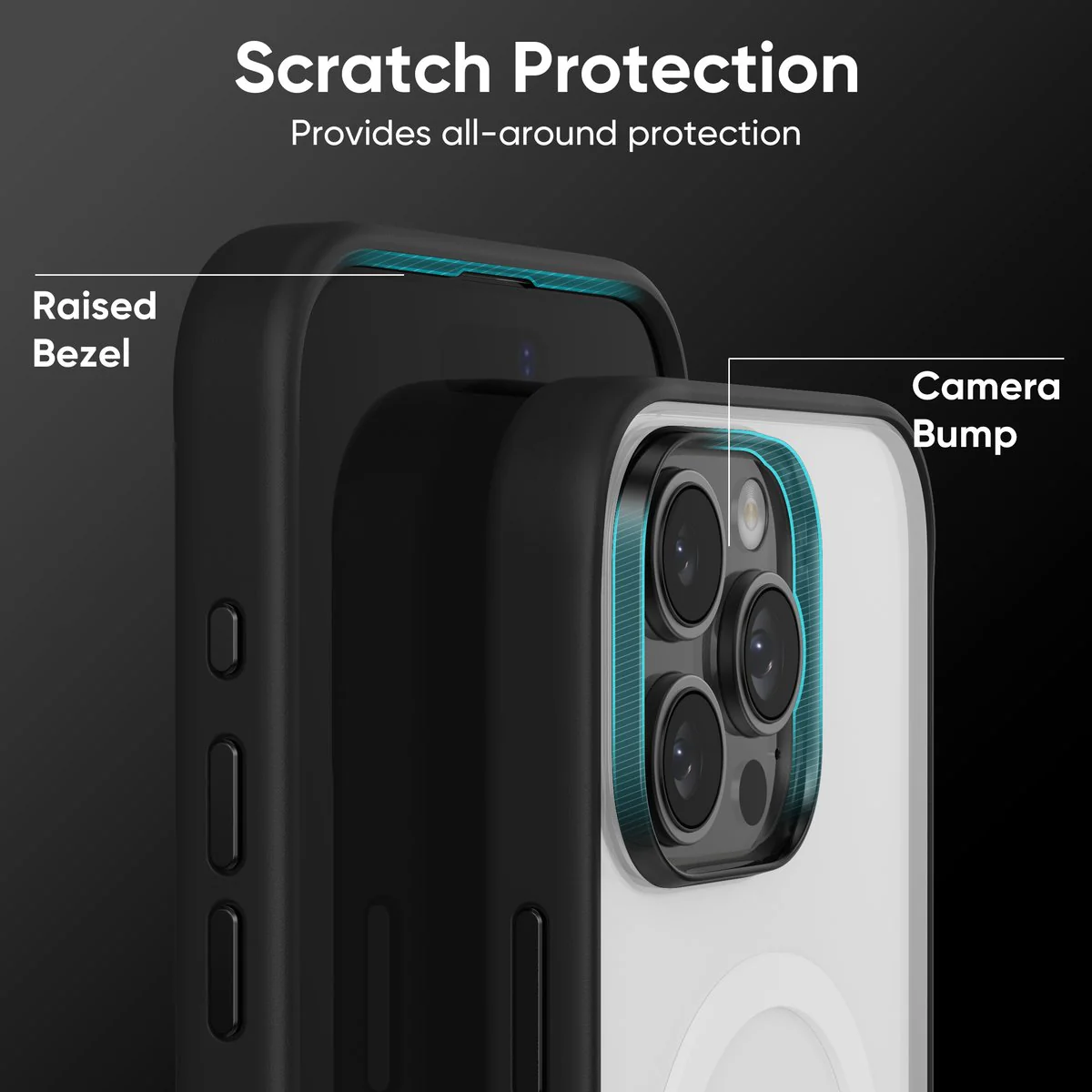 FLOLAB Surtect Tri-Fusion MagSafe Compatible Case – iPhone 16 Series (Black Frost White Ring) - Image 4