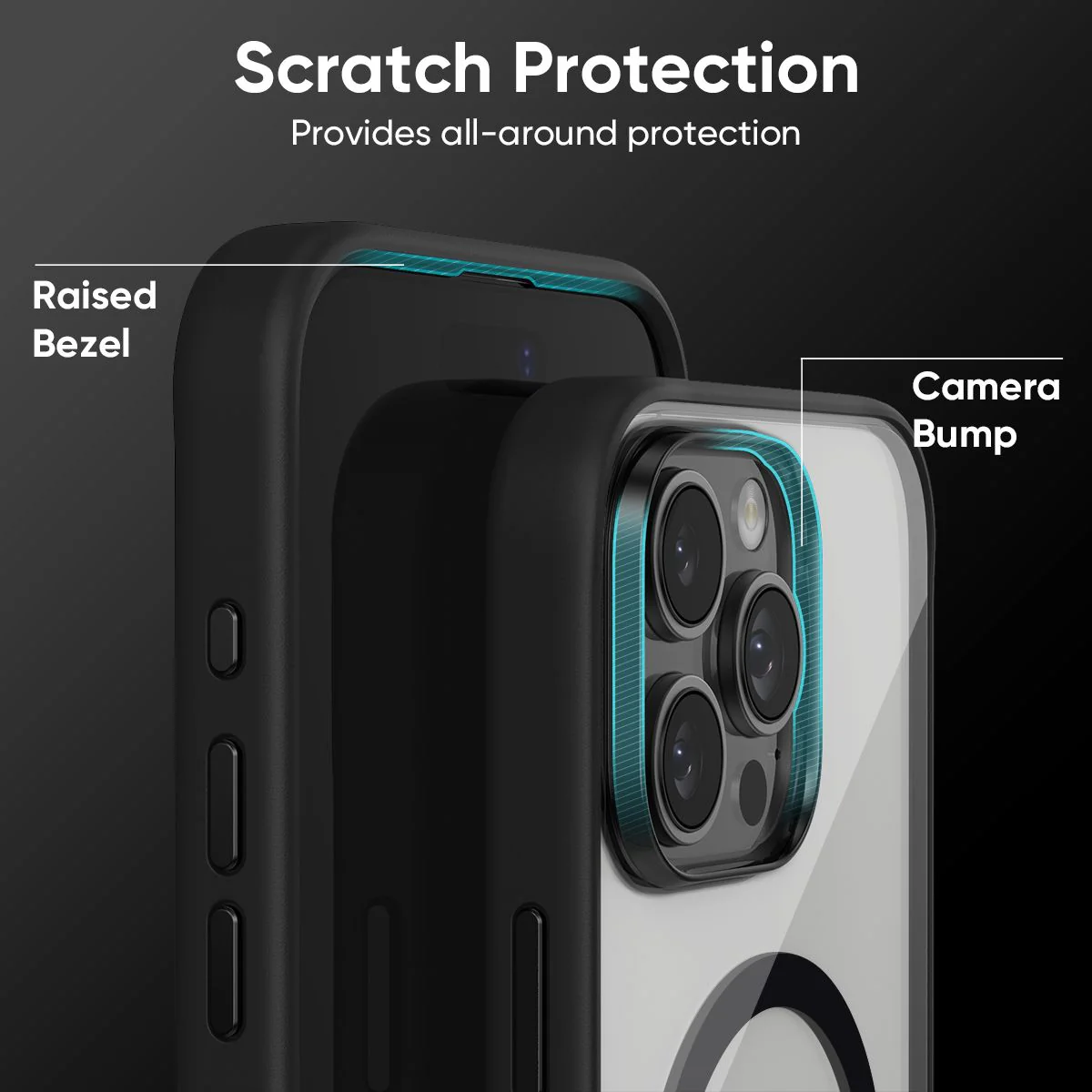 FLOLAB Surtect Tri-Fusion MagSafe Compatible Case – iPhone 16 Series (Black Clear Black) - Image 5