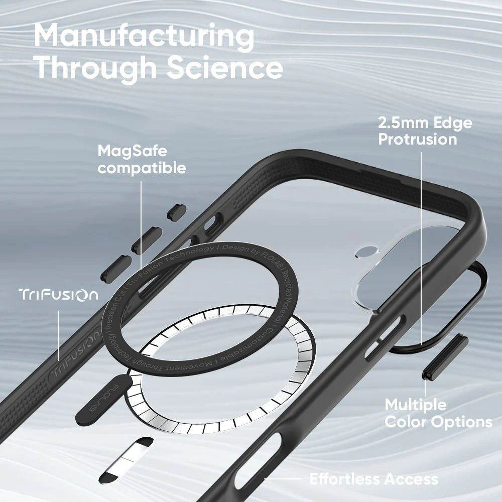 FLOLAB Surtect Tri-Fusion MagSafe Compatible Case – iPhone 16 Series (Black Clear Black) - Image 8
