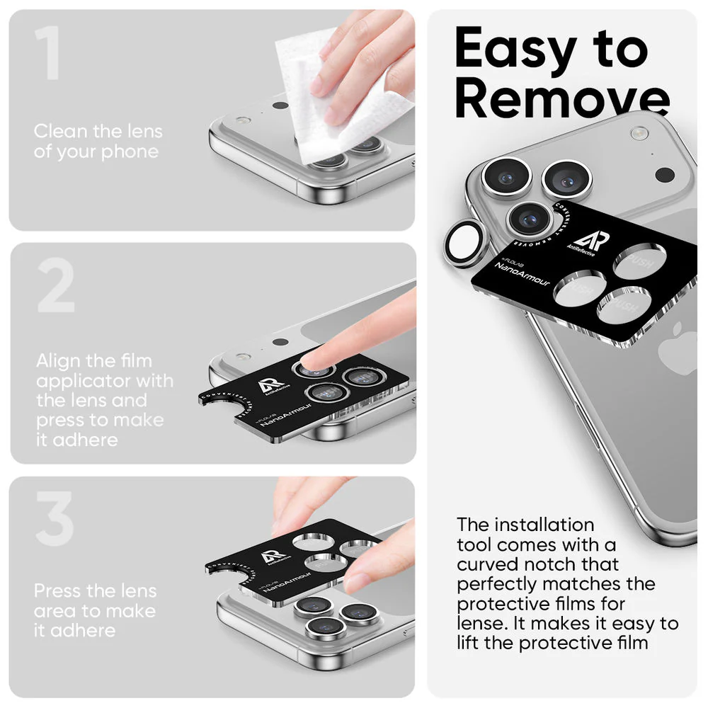 NanoArmour Camera Protector – iPhone 17 Pro / Pro Max Anti Reflective - Image 7