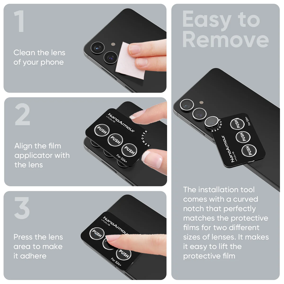 FLOLAB NanoArmour for Samsung Galaxy S24 Plus Camera Lens Protector Anti Reflective Coating - Image 10